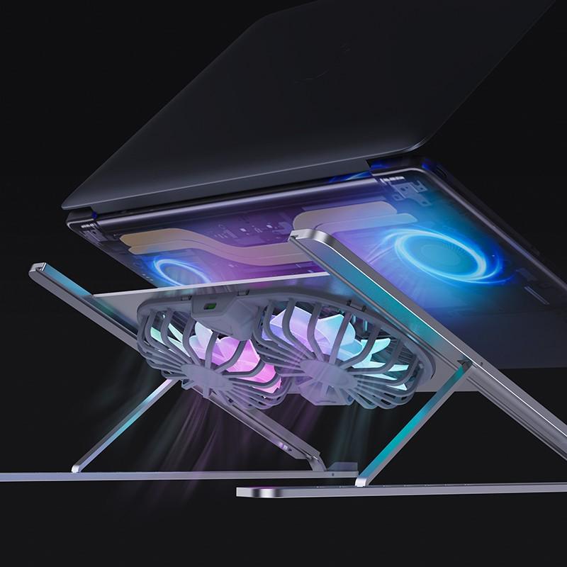 Підставка для ноутбука/планшета портативна Ice Vibe Pad з охолодженням та підсвіткою Aluminium alloys Grey (VA-P11F-GR) - фото 2 Підставка для ноутбука/планшета портативна Ice Vibe Pad з охолодженням та підсвіткою Aluminium alloys Grey (VA-P11F-GR) - фото 2