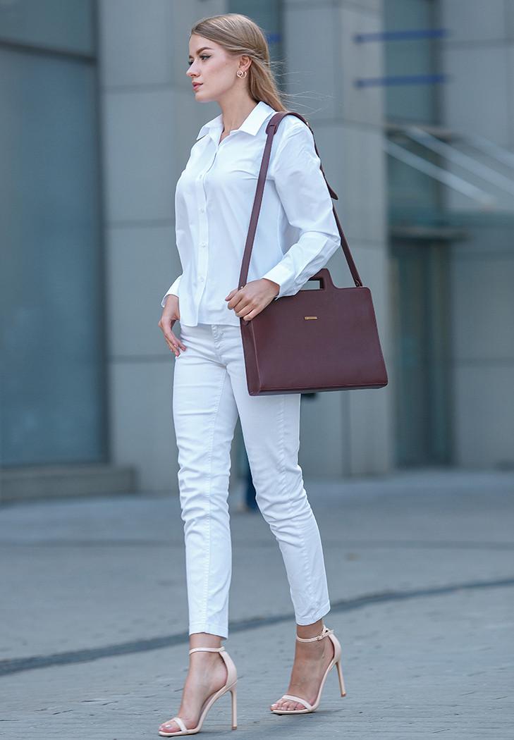 Женская сумка кожаная для ноутбука и документов Бордовый (A-026692) - фото 8