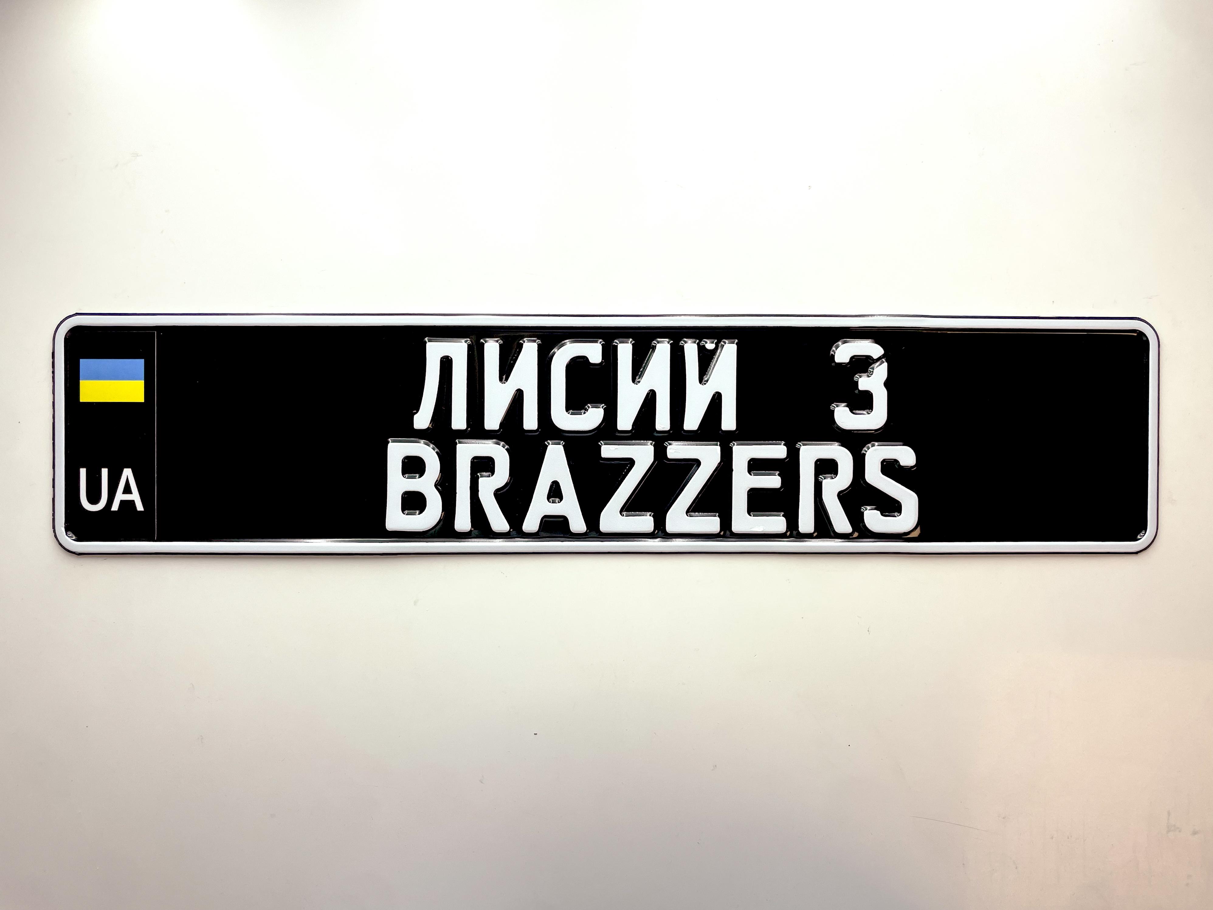 Номерной знак на авто "ЛИСИЙ З BRAZZERS" металлический (58498451)