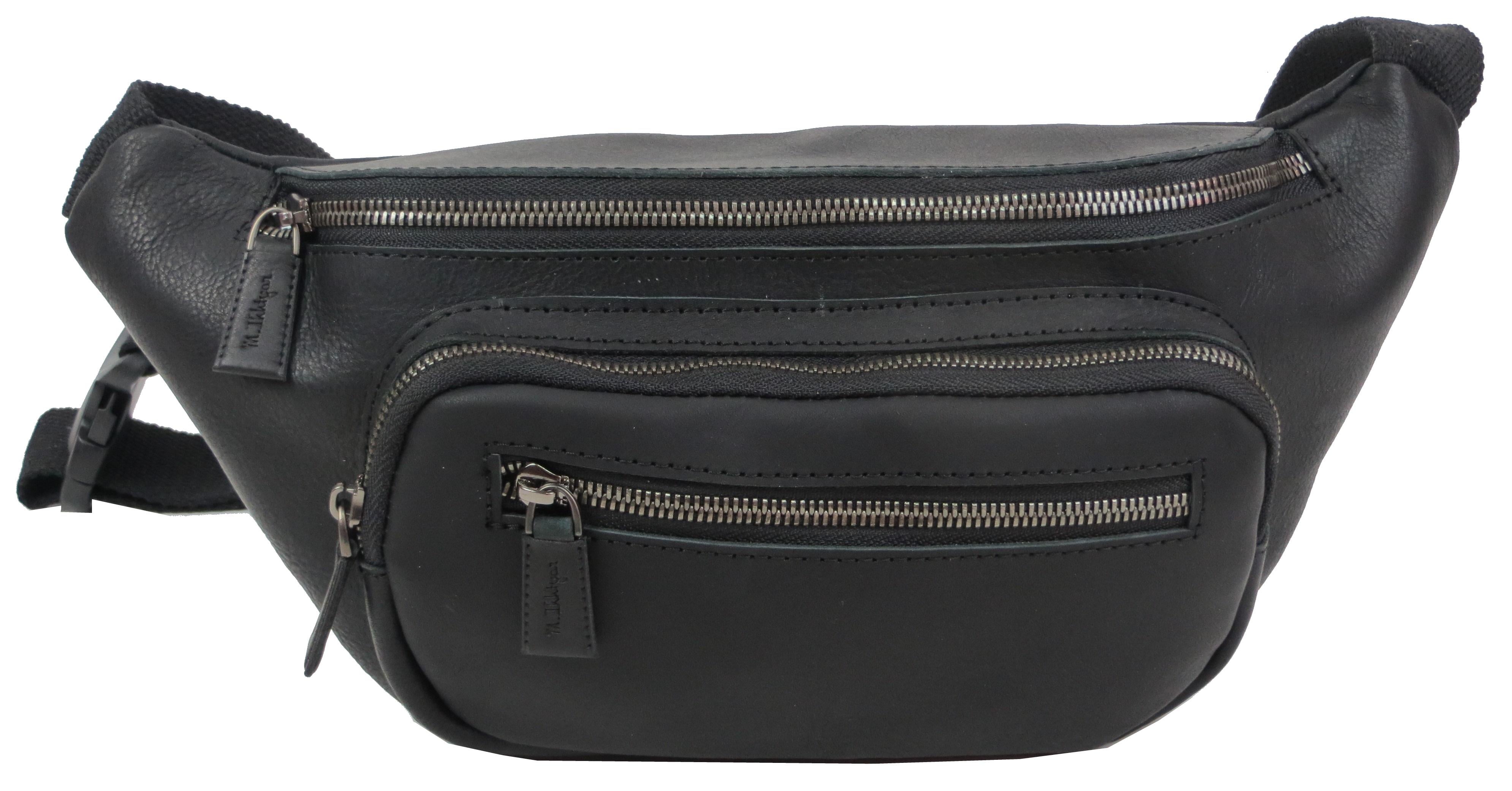 Сумка чоловіча на пояс Mykhail Ikhtyar шкіряна Чорний (80041 black)