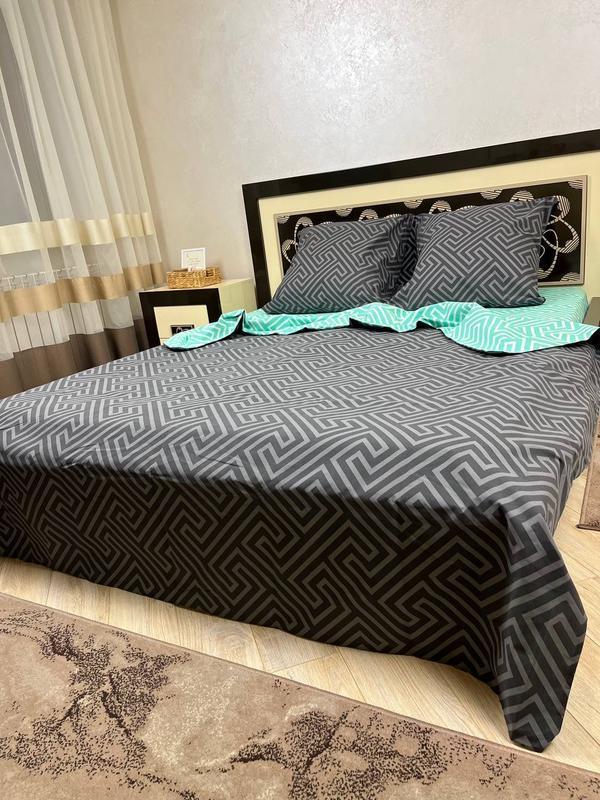 Комплект постельного белья Пакман хлопковый двуспальный 180x220/70х70 см Серый (26557485)