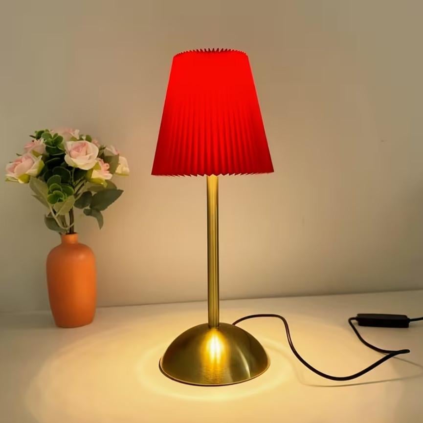 Настільна лампа USB з плісированим абажуром та металевою основою 3 режими Червоний (30822515)