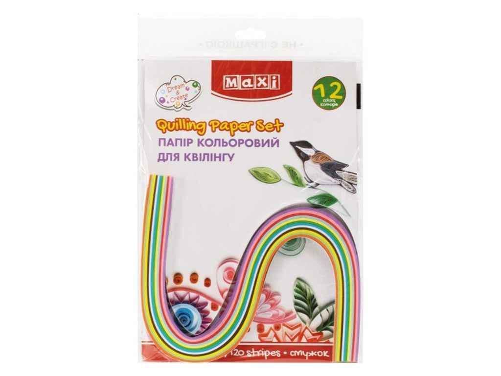 Набор бумаги цветной Maxi MX61944 для квиллинга 7х420 мм 12 цветов 120 полосок (1052231)