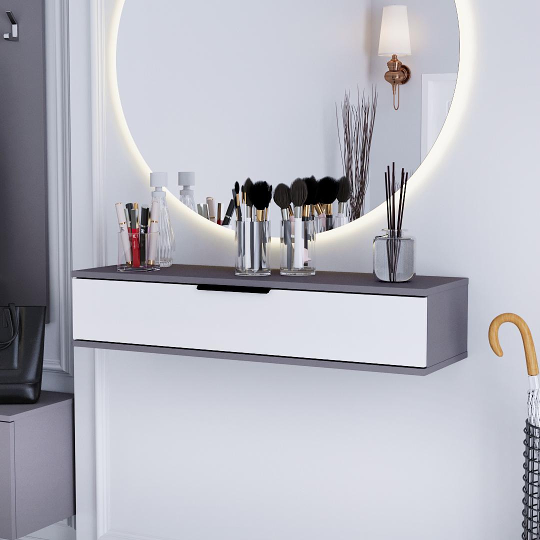 Столик навісний DiPortes Токіо Т-103 100/20/30 см Антрацит/Білий матовий (01403) Столик навісний DiPortes Токіо Т-103 100/20/30 см Антрацит/Білий матовий (01403)