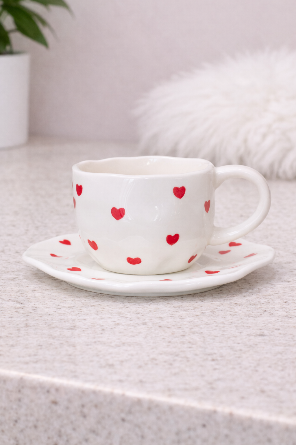 Чашка с блюдцем Сердечко 300 мл Белый (8030-418)