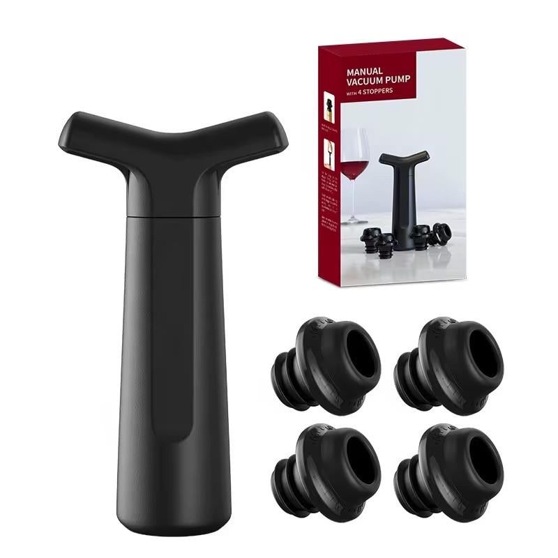 Набір вакуумного насоса та 4 пробок для відкачування повітря з пляшки вина