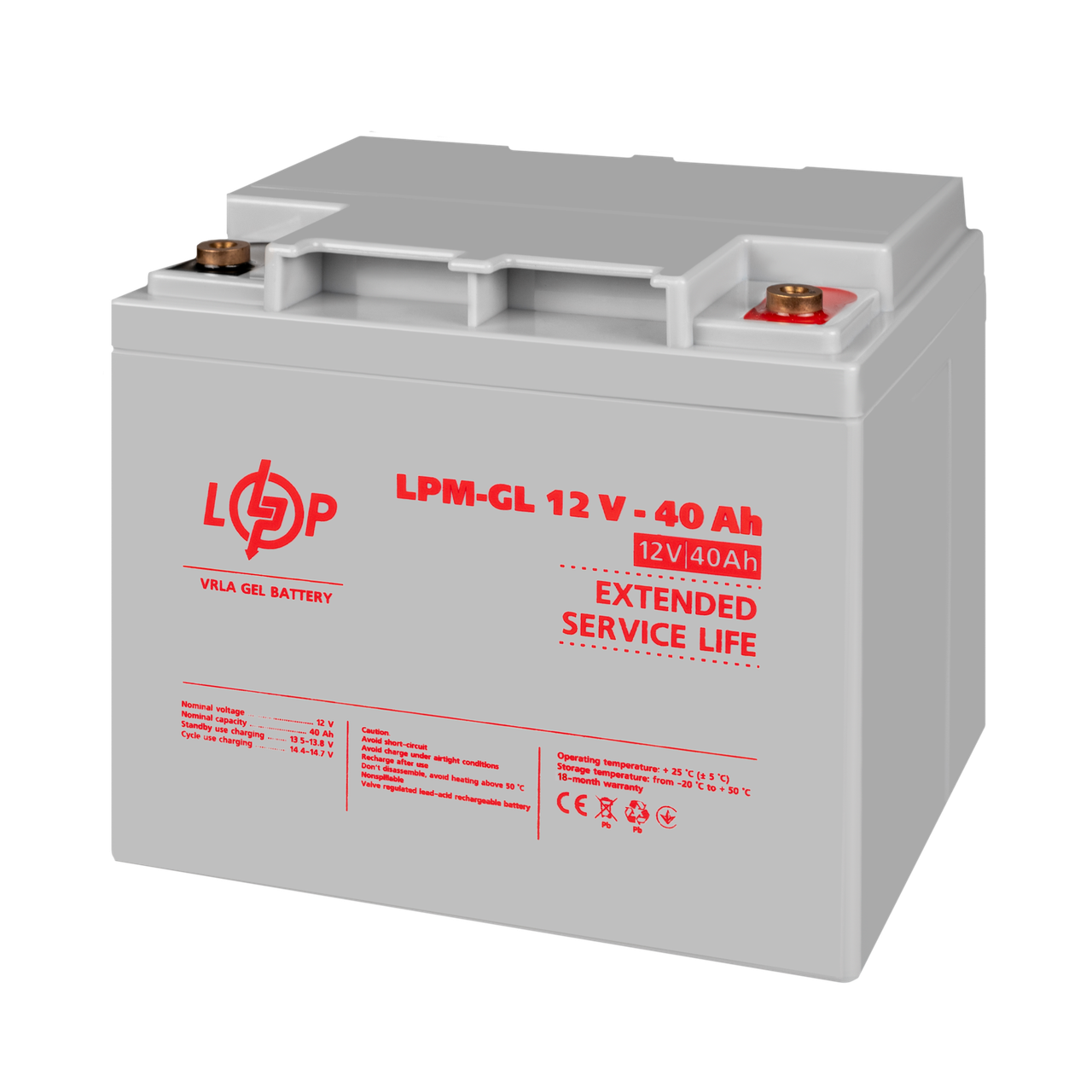 Акумулятор гелевий LPM-GL 12V-40 Ah - фото 3 Акумулятор гелевий LPM-GL 12V-40 Ah - фото 3