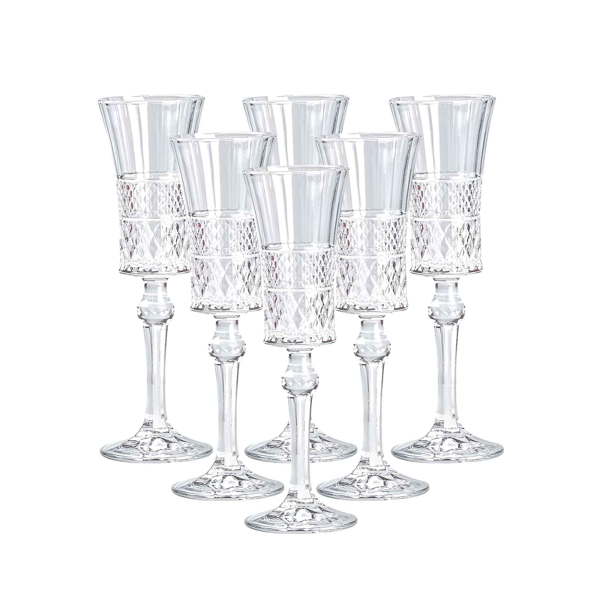 Набор бокалов для шампанского на высокой ножке фигурных 6 штук по 145 мл Прозрачный (HP51B)