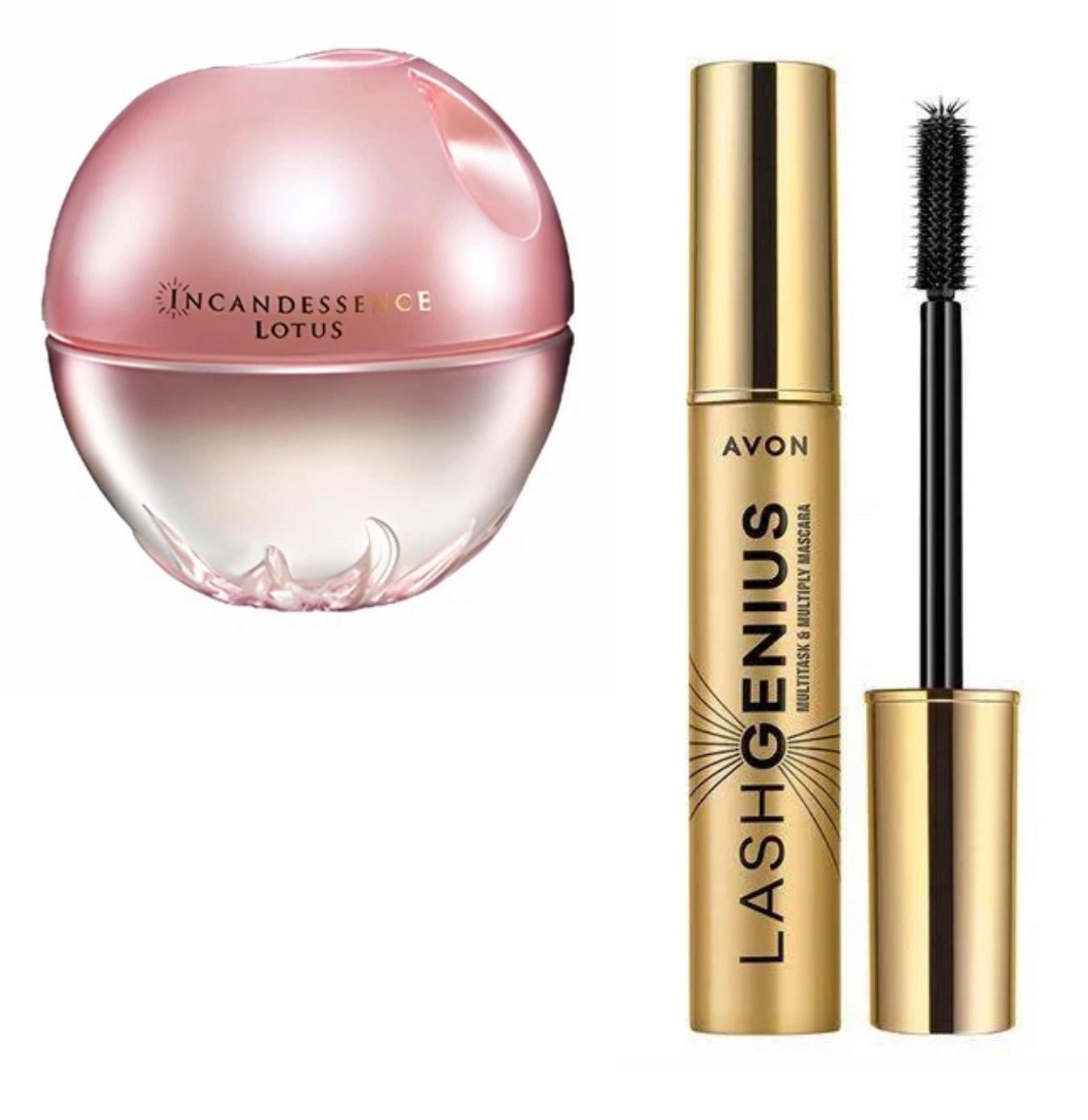 Набор парфюмированный женский Avon Incandessence Lotus 2в1 50 мл/Туш для ресниц Avon True One Lash Genius Mascara 5в1 10 мл Черный