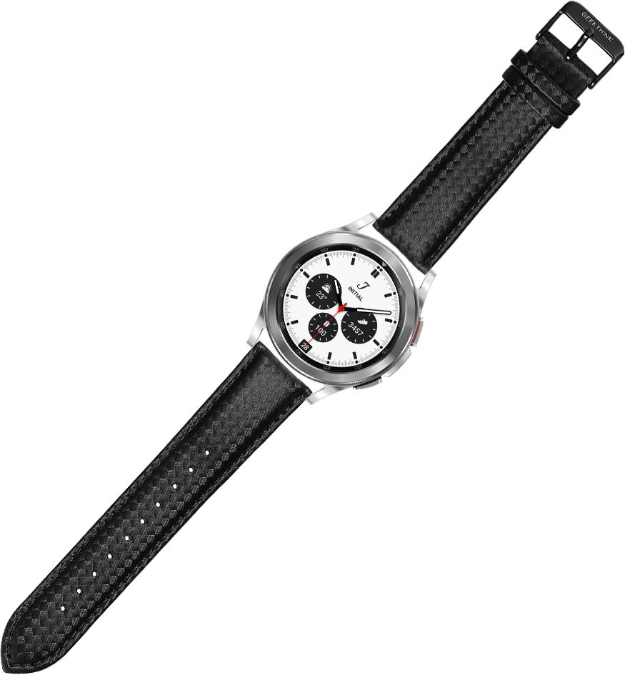 Ремешок кожаный Carbon для Galaxy Watch 4 Classic 42 мм Black (23488-2B)