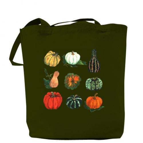 Шоппер Цветные тыквы 37x41 см Хаки (11698984-23-172841)
