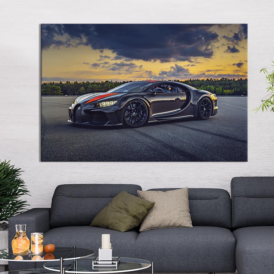 Настінний декор картина на холсті для інтер’єру Бугатті широн супер спорт 51x34 см (85-1)