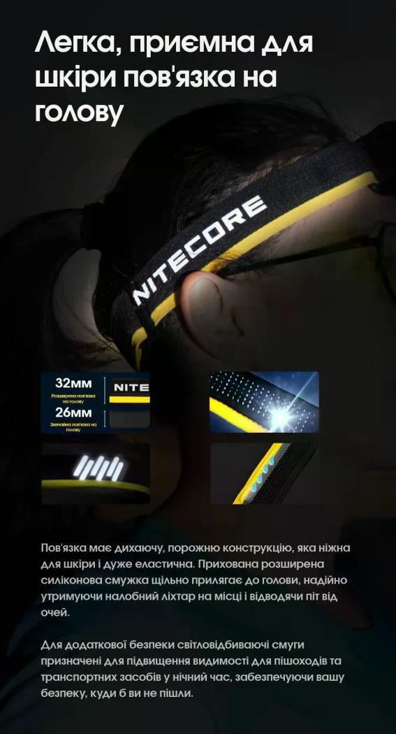 Ліхтар налобний Nitecore HC60 UHE USB-Type-C 1600 lm 157 м (27831955) - фото 8 Ліхтар налобний Nitecore HC60 UHE USB-Type-C 1600 lm 157 м (27831955) - фото 8