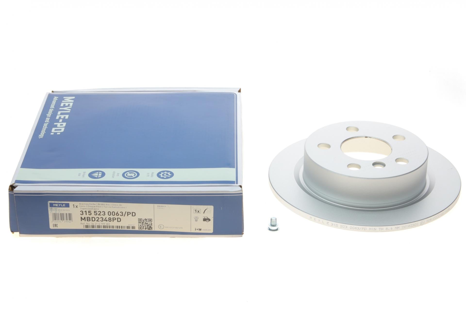 Диск гальмівний задній Meyle для Mini F55/F56/F57 13- B36/B37/B38/B46/B47/B48 259x10 мм (315 523 0063/PD)