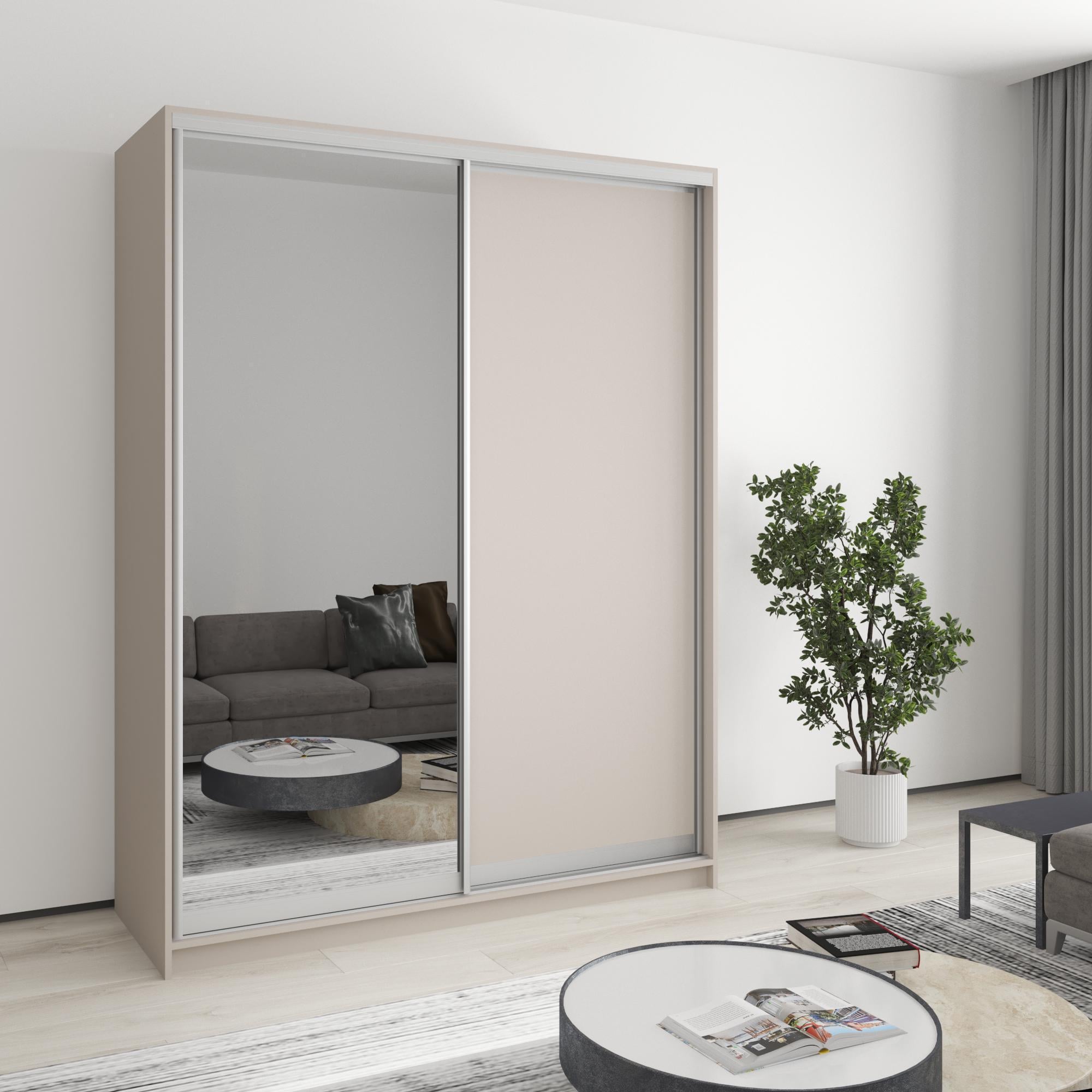 Шкаф-купе двухдверный MebelStar Стандарт AL ДСП/зеркало 160x60x210 см Кашемир (MBS-2438)
