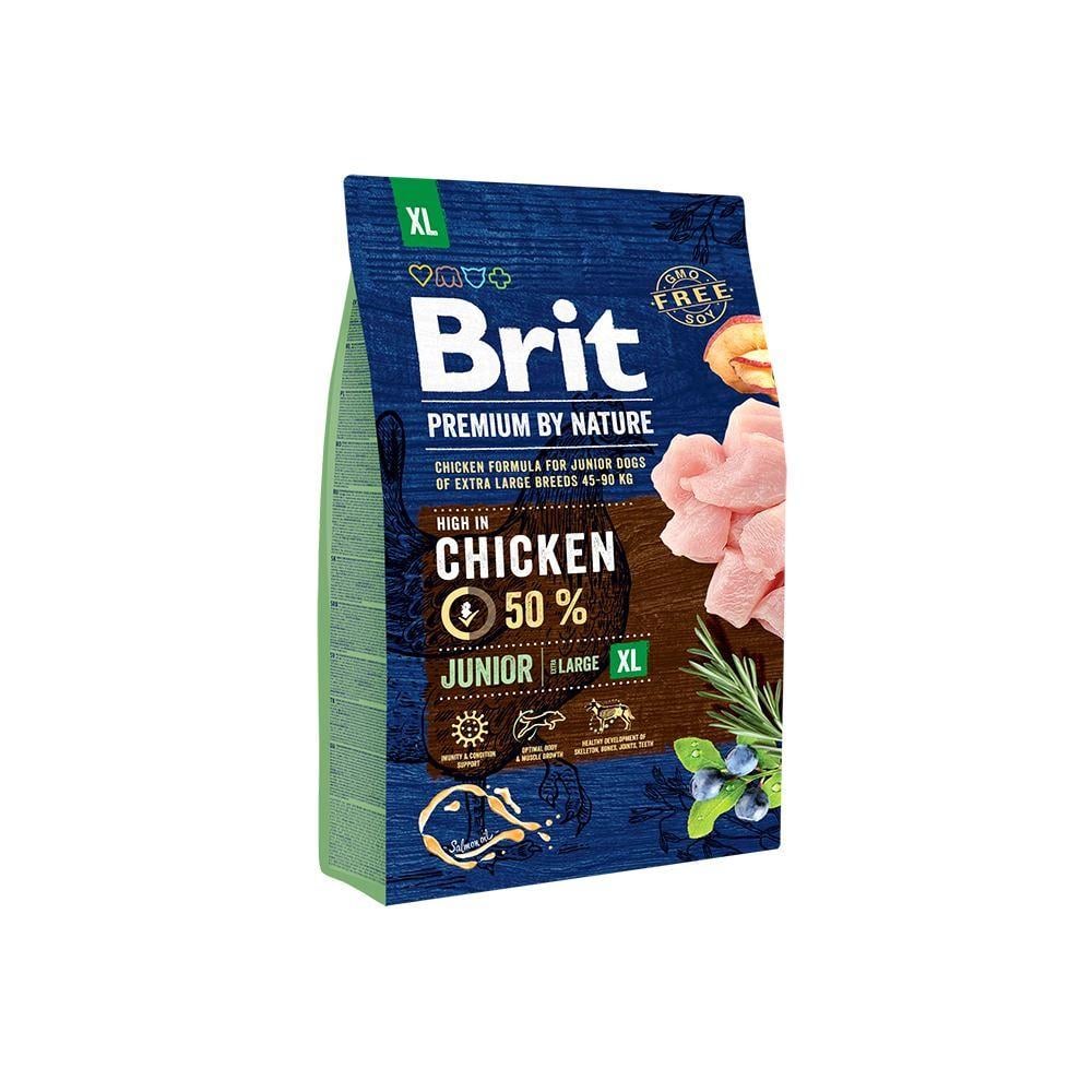 Корм сухой Brit Premium Dog Junior XL для щенков и молодых собак гигантских пород от 1 до 30 месяцев весом 45-90 кг с курицей