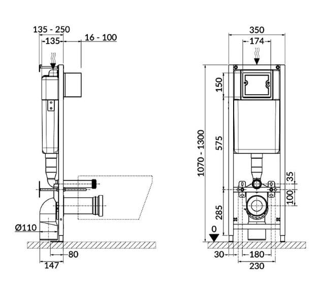 Инсталляция Cersanit Tech Line Base с кнопкой Base Circle + унитаз Arteco CleanOn с сиденьем (CR SET В599 S701-627) - фото 4