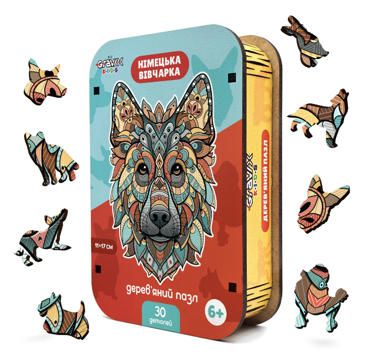 Пазл дерев'яний THEGRAVIX Німецька Вівчарка фігурна для дітей (04317)