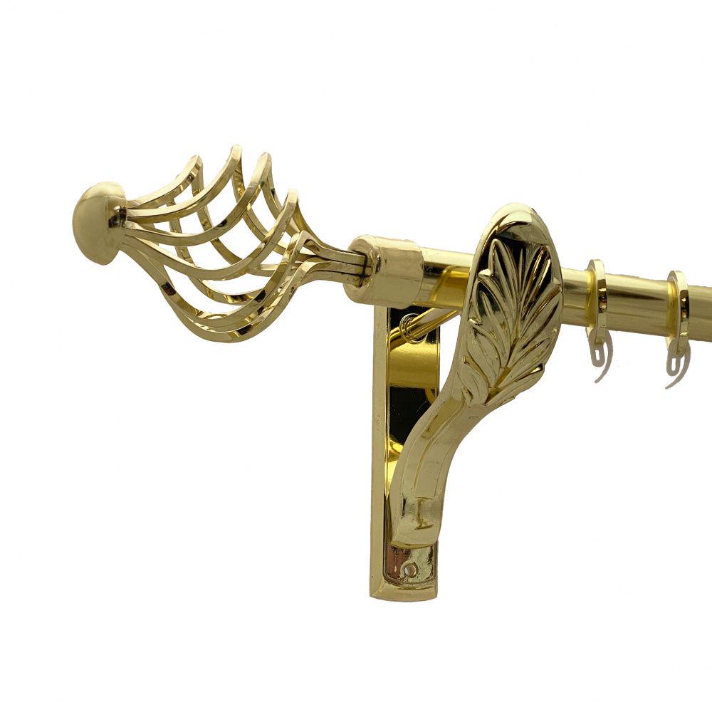 Карниз Orvit Арезо металевий однорядний ретро гладка труба кільце фасонне металеве 25 мм 240 см Золото (00-00010726)