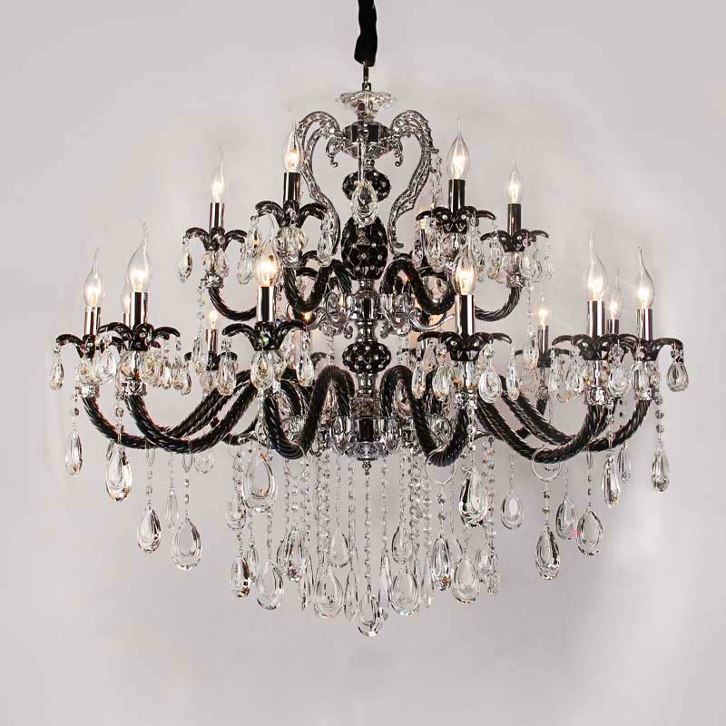 Люстра підвісна кришталева Light House ES-15545/12+6 на 18 ламп Чорний