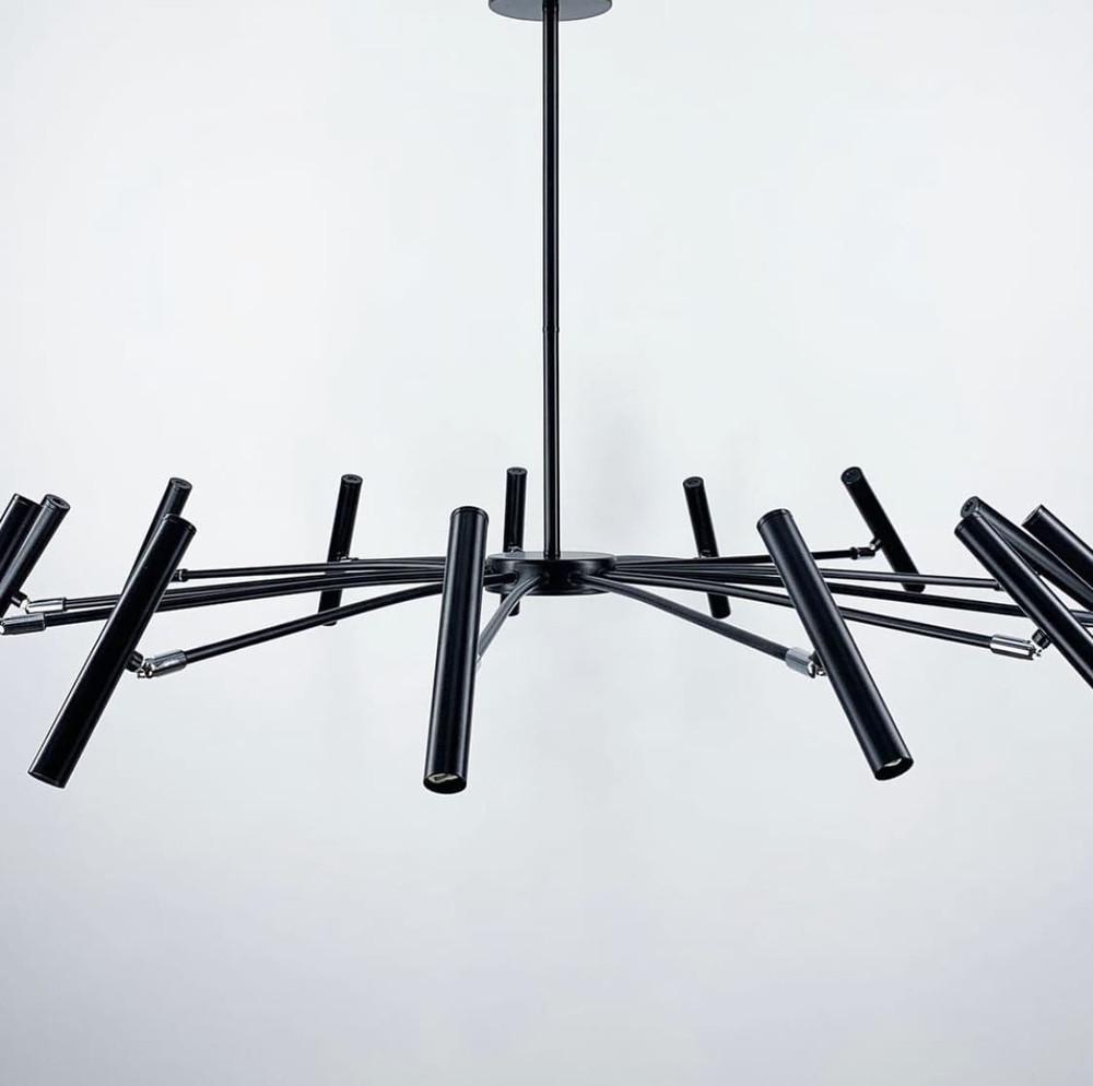Люстра трубчаста з 9 регулюючими плафонами Чорний (LF_ST 01/9 BK) - фото 3 Люстра трубчаста з 9 регулюючими плафонами Чорний (LF_ST 01/9 BK) - фото 3