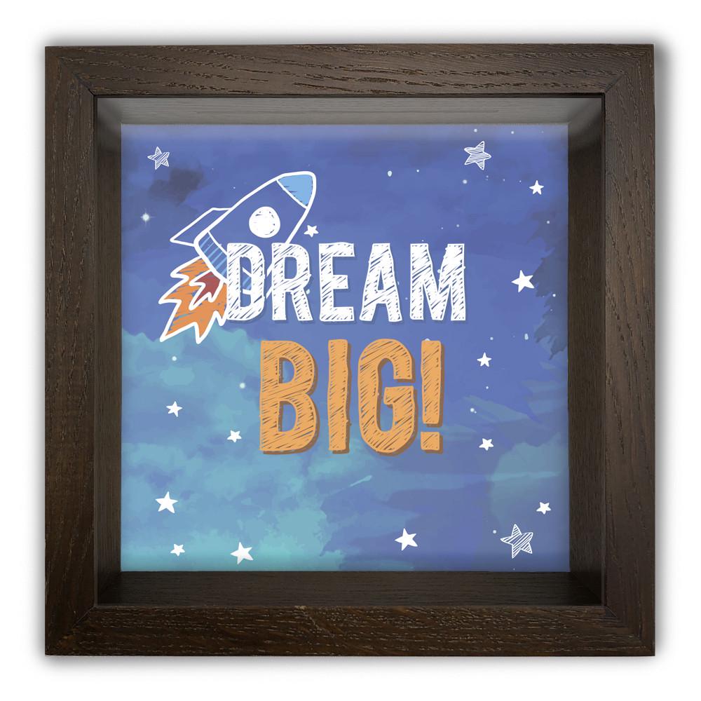 Копилка Dream big деревянная 20x20x6,5 см Коричневый (хркп0026ка)