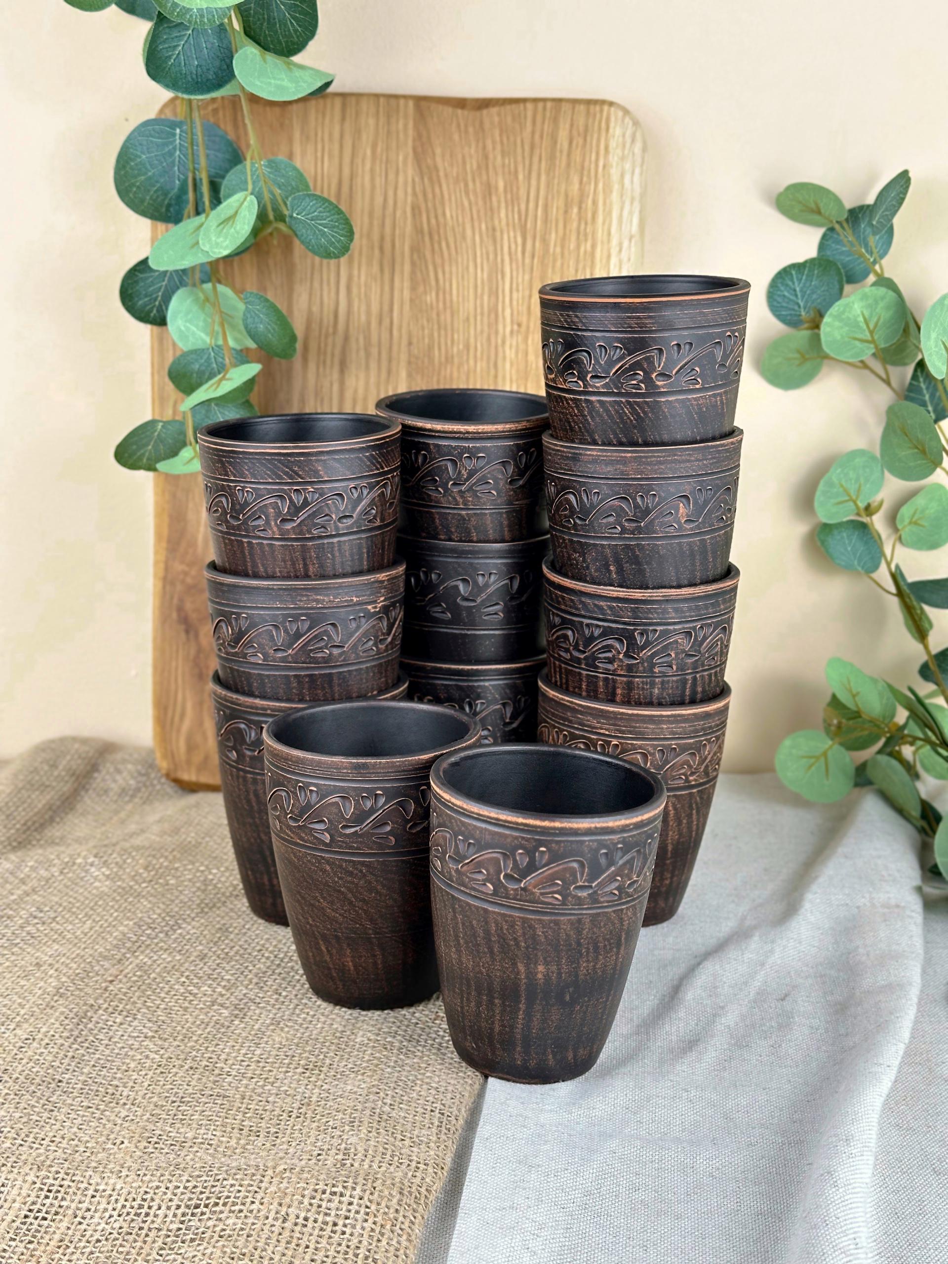 Набор глиняных стаканов Гражда Декор 0,4 л х 12 шт. (13121-5)