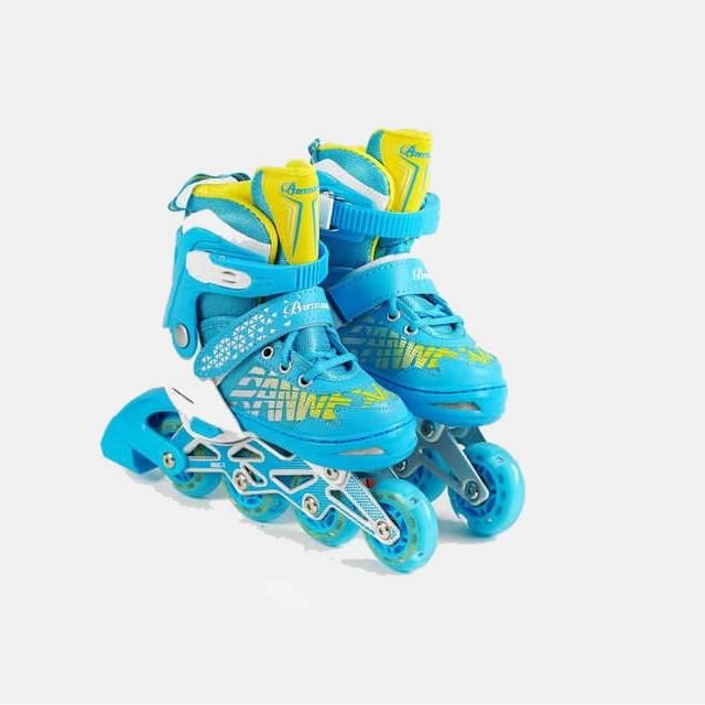 Коньки роликовые с защитой Best Roller PU колеса светящиеся р. 31-34 Blue (141135)