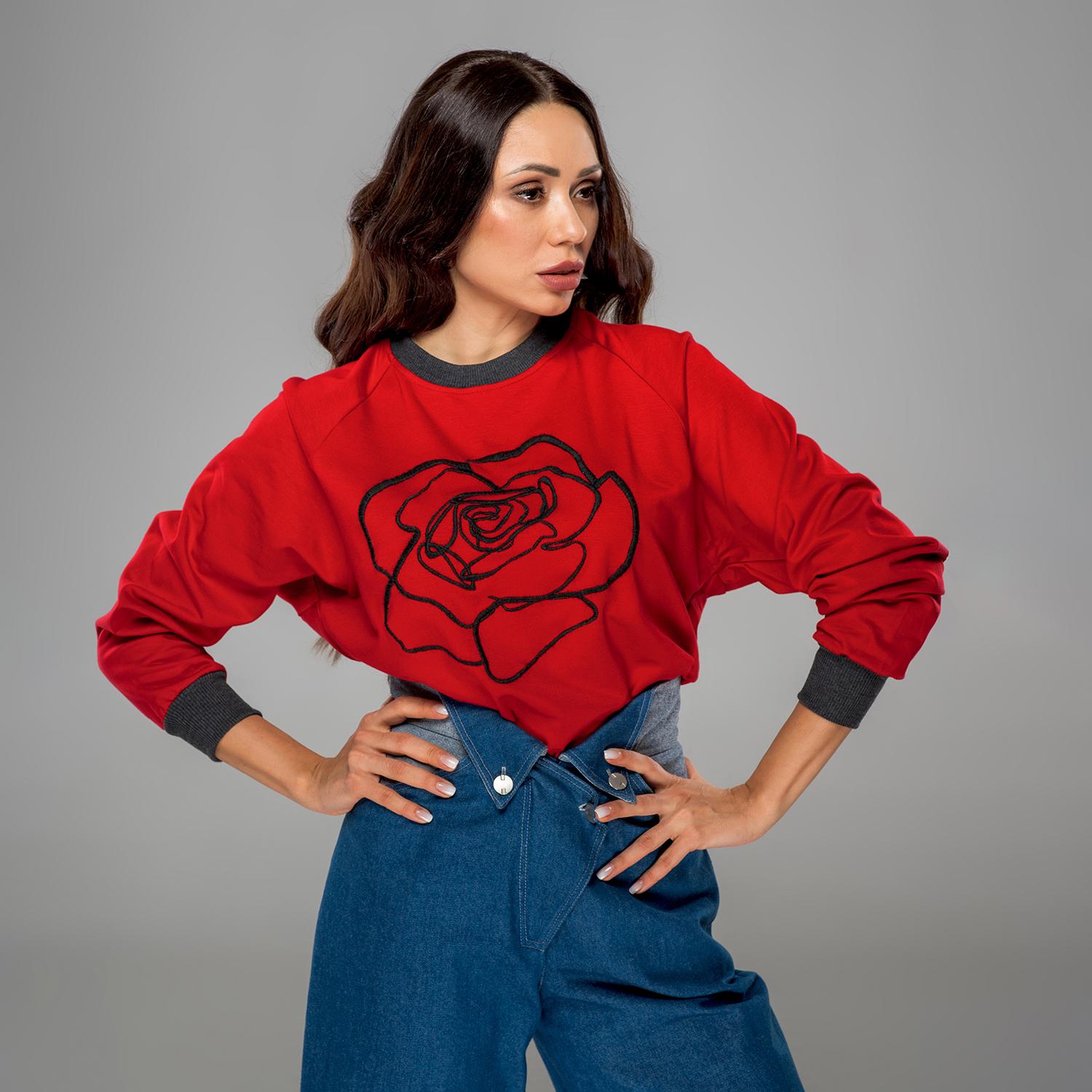 Свитшот с вышивкой BATIAR Роза XL-XXL Красный - фото 2 Свитшот с вышивкой BATIAR Роза XL-XXL Красный - фото 2