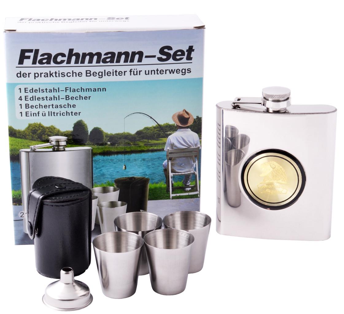 Набір фляга та 4 стопки Fly Bird 210 мл нержавіюча сталь