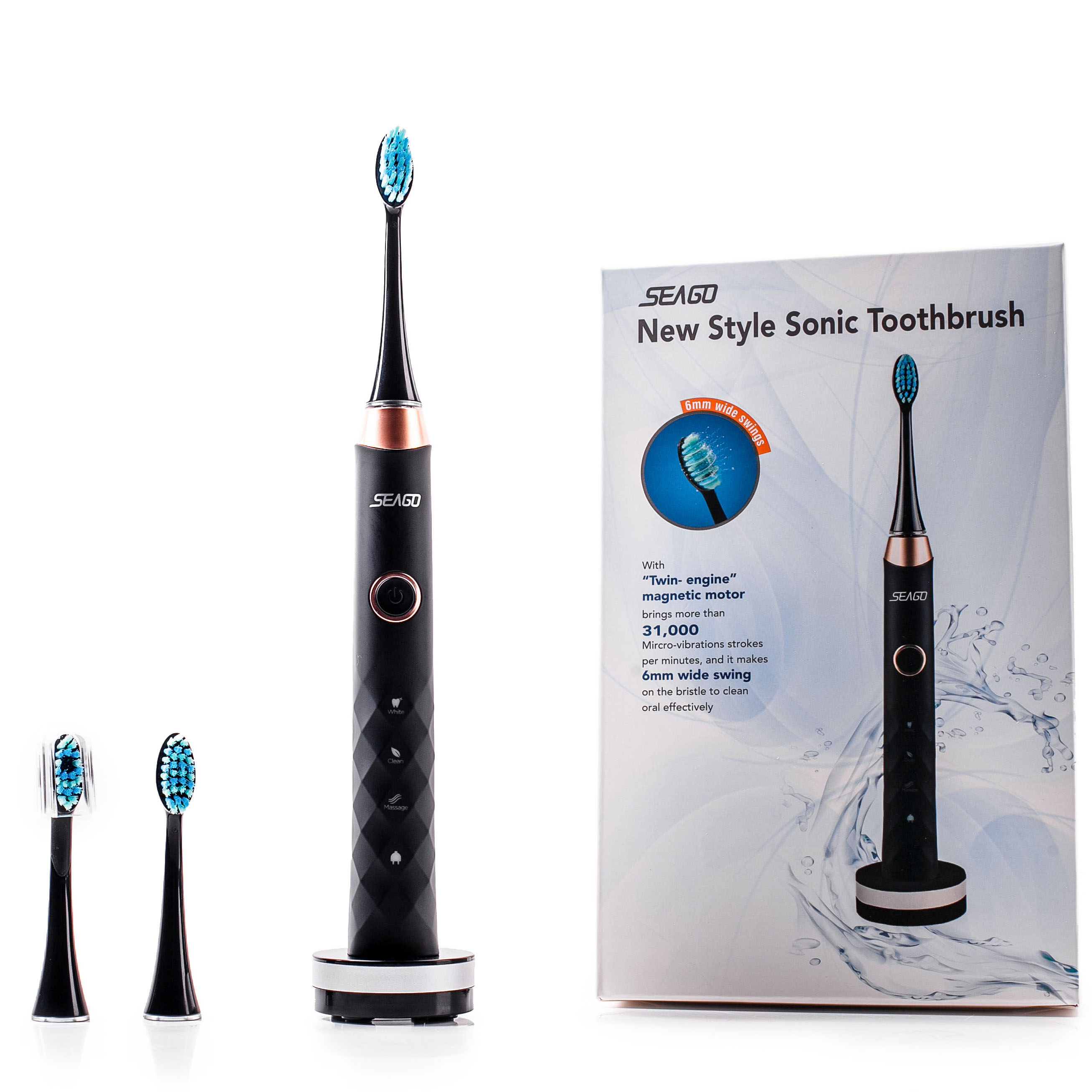 Зубна щітка Seago SG-987 електрична звукова Black - фото 7 Зубна щітка Seago SG-987 електрична звукова Black - фото 7