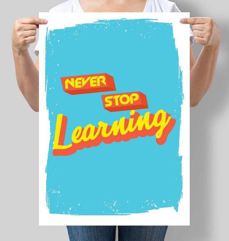 Постер мотивационный Never stop learning 30x42 см A3 без рамки (M069_A3) Постер мотивационный Never stop learning 30x42 см A3 без рамки (M069_A3)