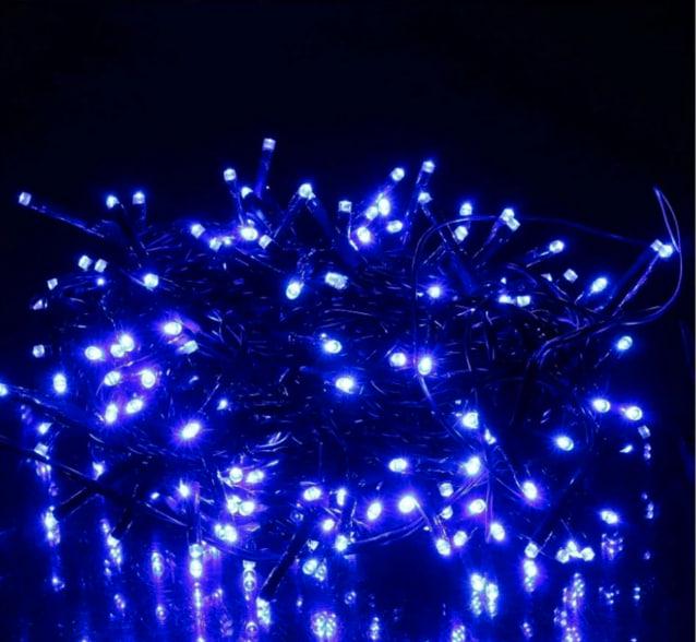 Гирлянда уличная бахрома 50 м 1500 led светодиодов наружная черный провод Синий