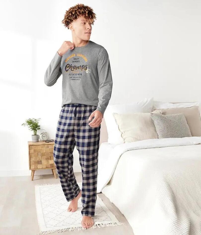 Пижама мужская с фланелевыми штанами Livergy S Серый (PI0038M075)