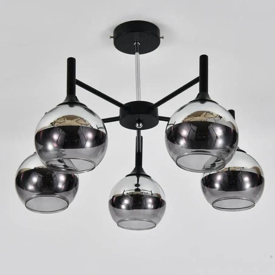 Люстра потолочная Sirius на пять прозрачных плафонов Е27 IP20 DW008-5 BK Черный (28686104)