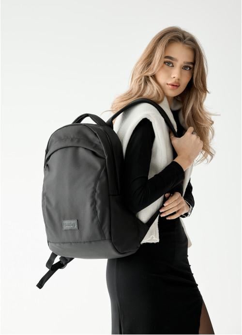 Городской рюкзак женский Sambag тканевый с отделением под ноутбук Черный (5470271343)