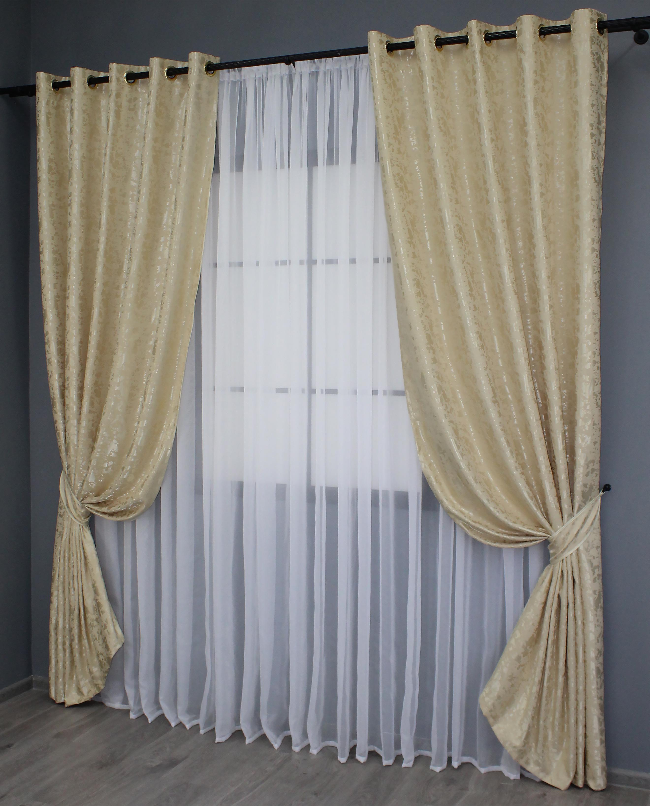 Комплект штор на люверсах VR-Textil Льон мармур Pavliani ХО №1270ш 150х250 см 2 шт. Бежевий (37-0122) - фото 2 Комплект штор на люверсах VR-Textil Льон мармур Pavliani ХО №1270ш 150х250 см 2 шт. Бежевий (37-0122) - фото 2