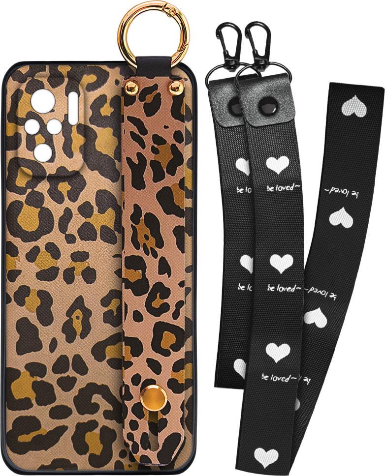 Чехол SHLab Xiaomi Redmi Note 10S Leopard + два ремешка с карабином (32120)