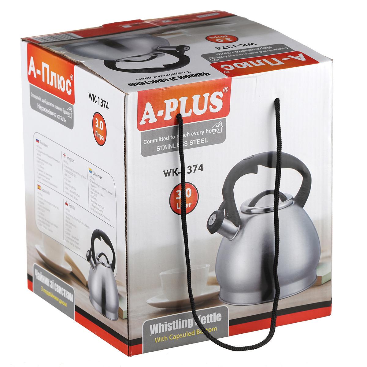 Чайник A-Plus Econom со свистком 3,0 л (1374-WK) - фото 4 Чайник A-Plus Econom со свистком 3,0 л (1374-WK) - фото 4