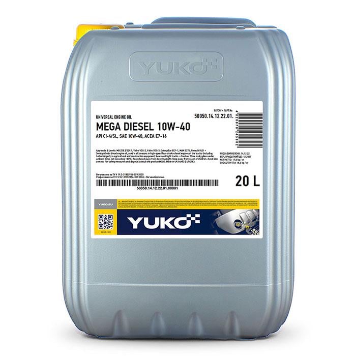 Моторное масло автомобильная YUKO MEGA DIESEL 10W-40 20 л (992)