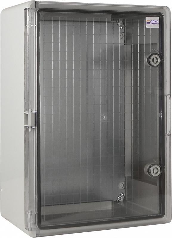 Корпус пластиковый АСКО-Укрем Ubox ударопрочный прозрачные двери с монтажной панелью IP65 400х300х170 мм (A0270010027)