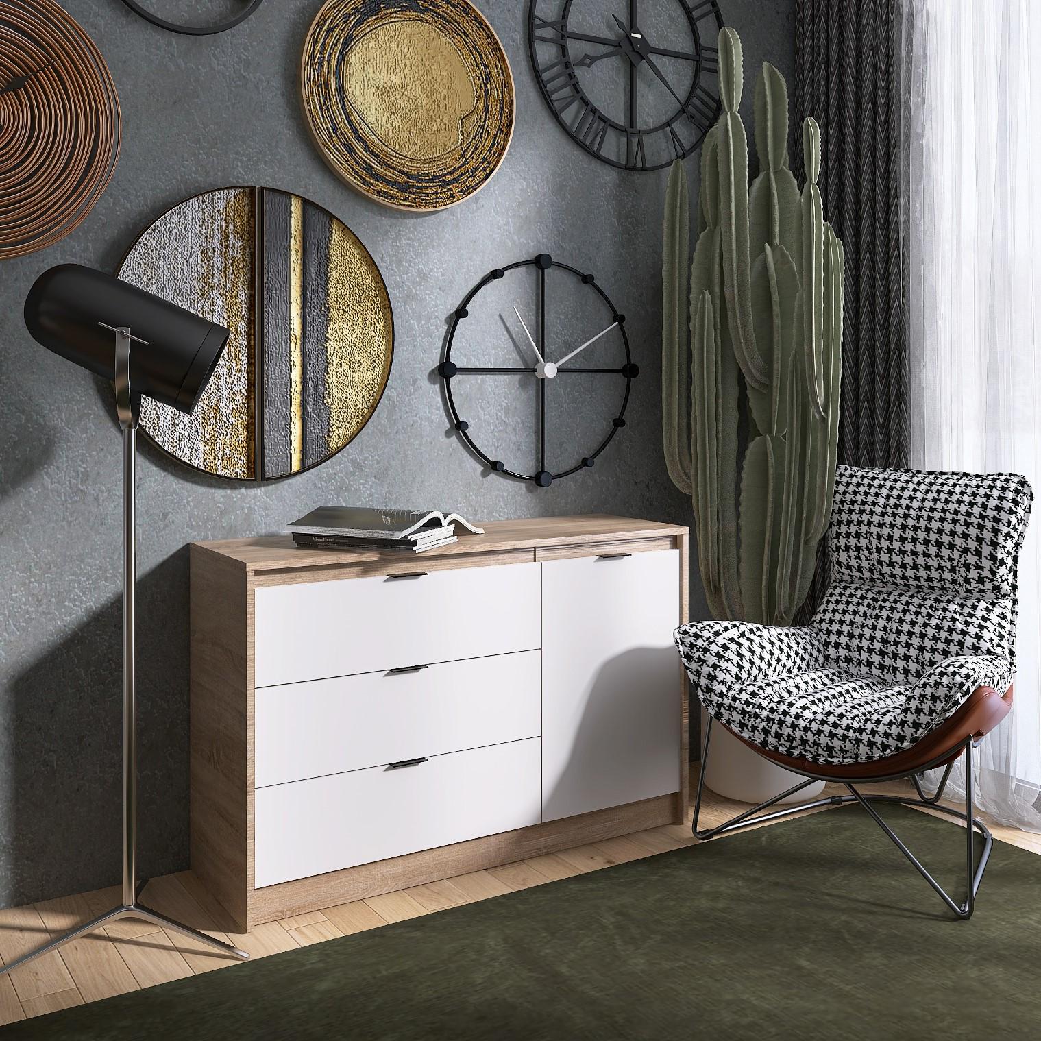 Комод Everest Сити 1150 1152х380х746 мм Сонома/Белый (11413) - фото 5