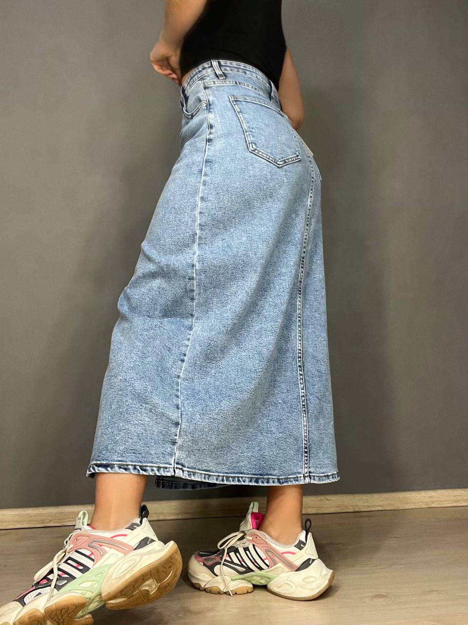 Спідниця жіноча джинсова Moss 505 довга великі розміри з розрізом стрейч р. 33 Блакитний (4058) - фото 5 Спідниця жіноча джинсова Moss 505 довга великі розміри з розрізом стрейч р. 33 Блакитний (4058) - фото 5