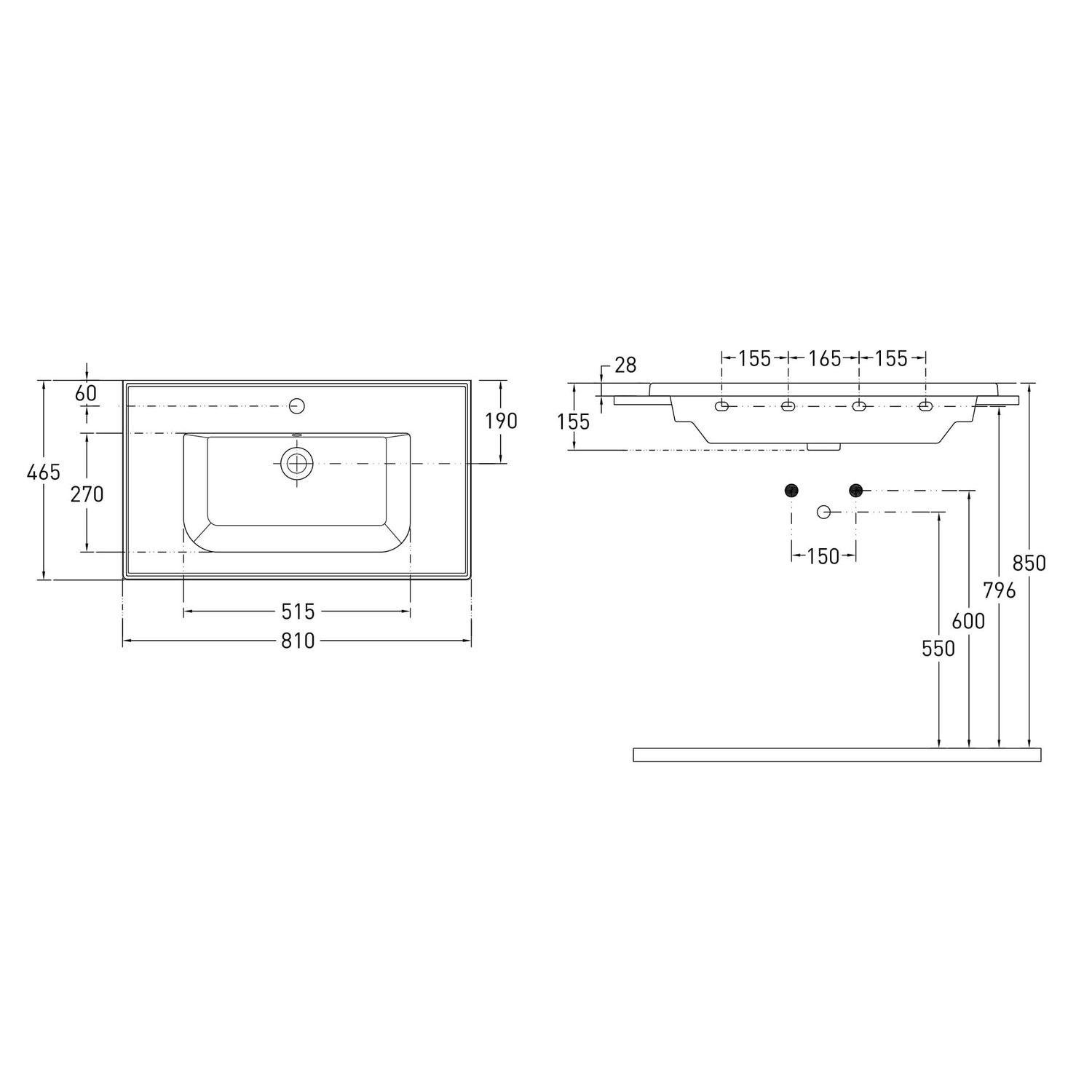 Умывальник врезной Imprese LASKA i3217(2) 810x465x155 мм Белый (131996) - фото 2 Умывальник врезной Imprese LASKA i3217(2) 810x465x155 мм Белый (131996) - фото 2