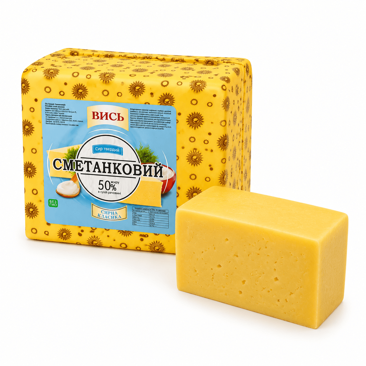 Сир твердий Вись квадрат Сметанковий 50% 2 кг (4727)