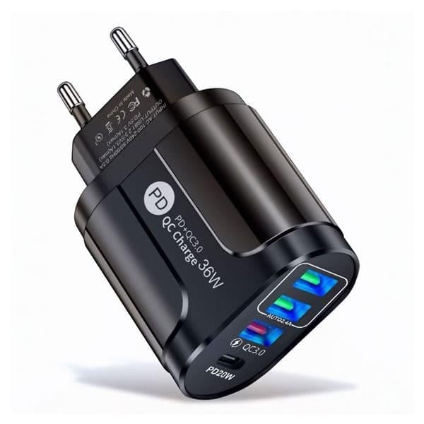 Зарядный блок питания с портами Type-C и USB быстрая зарядка 2 порта (3117) Зарядный блок питания с портами Type-C и USB быстрая зарядка 2 порта (3117)