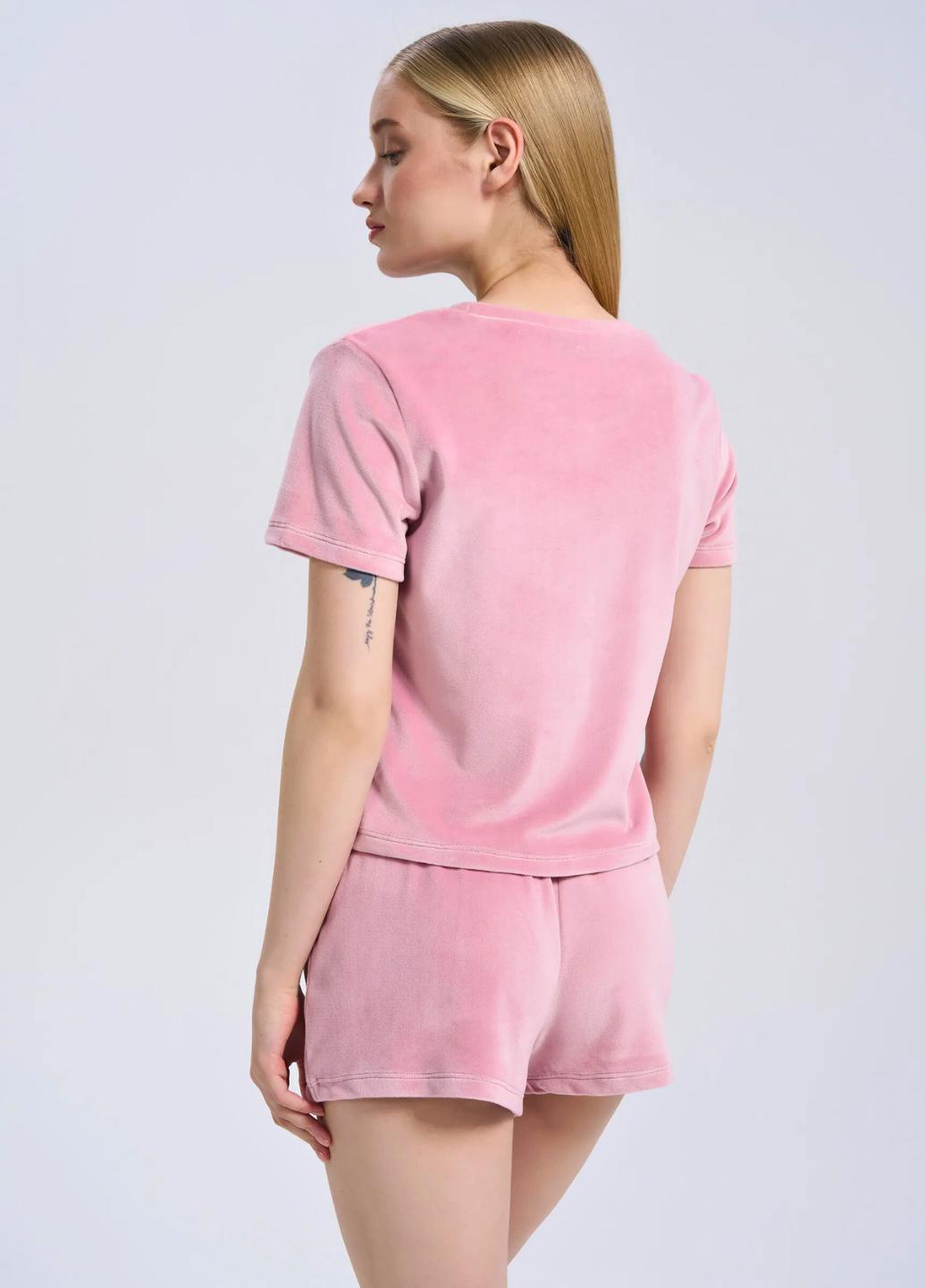 Пижама женская велюровая Juicy футболка/шорты XL Pink (7608) - фото 2
