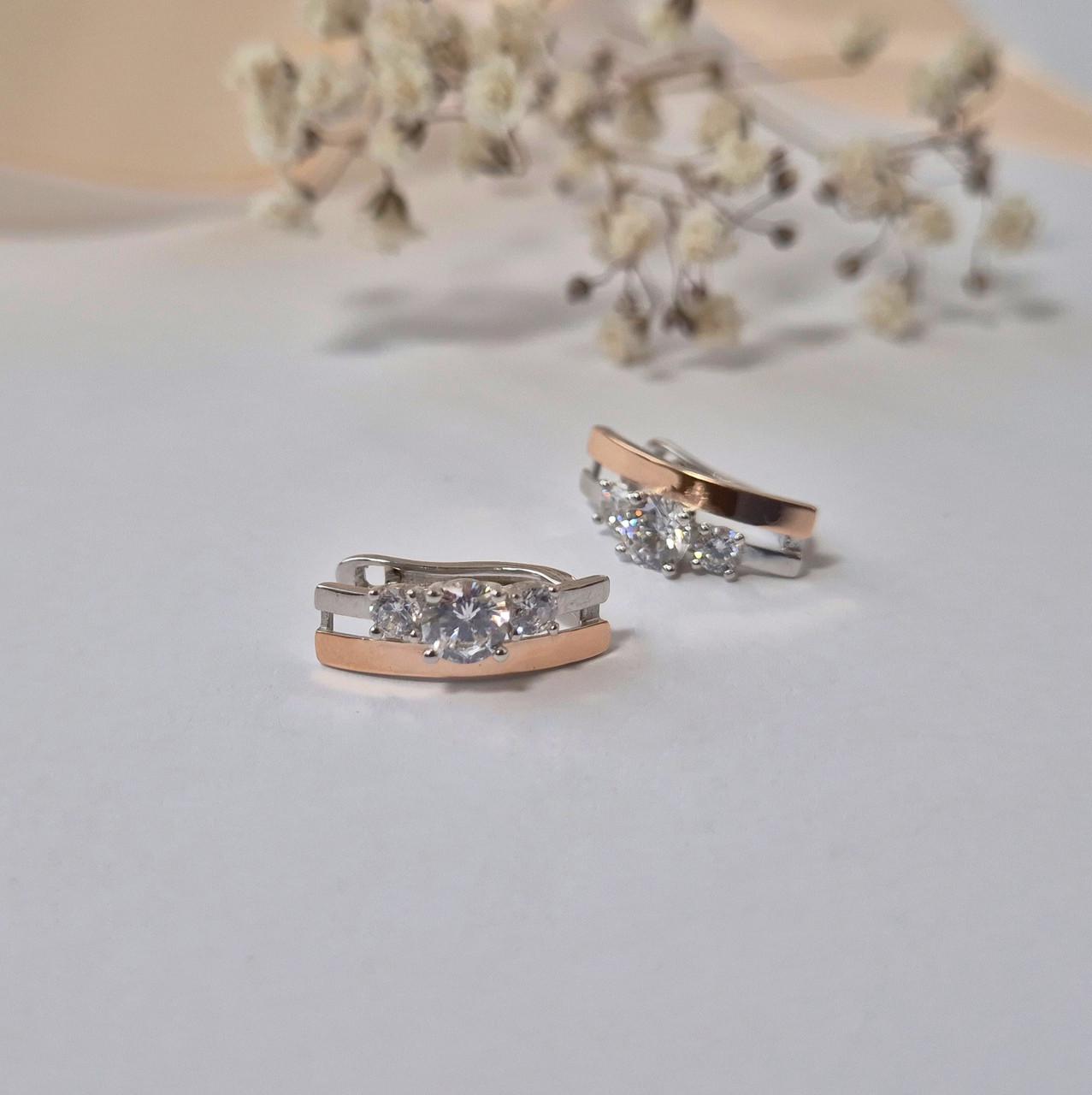 Серьги с белыми камнями серебро 925 пробы 2,80 г (1531с)