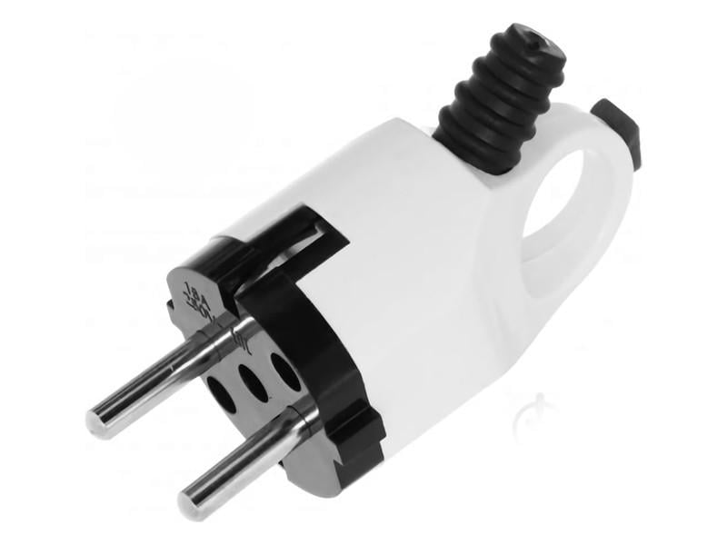 Евровилка угловая с заземлением Lemanso LMA004 с ушком вставка Белый/Черный (11059735)