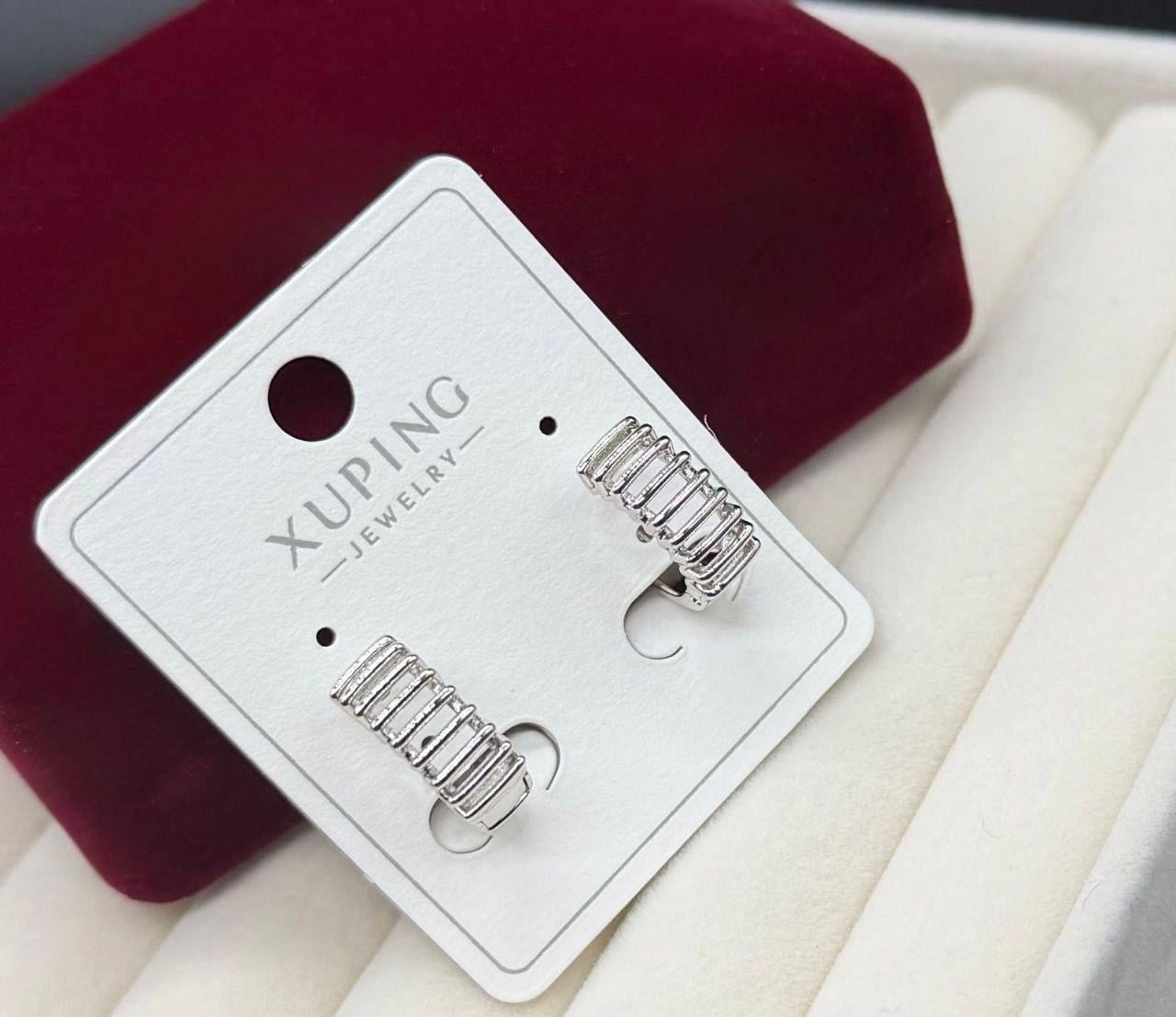 Серьги Xuping из медицинской стали прямоугольные полоски Серебряный (2905497770)